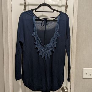 Open Back Navy Top